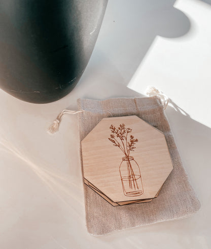 DRIKKEBRIKKER (6stk. blomster/blad motiv)